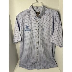Ariat Men's Large Tall Blue Patterned Button Up Short Sleeve Stretch Shirt
